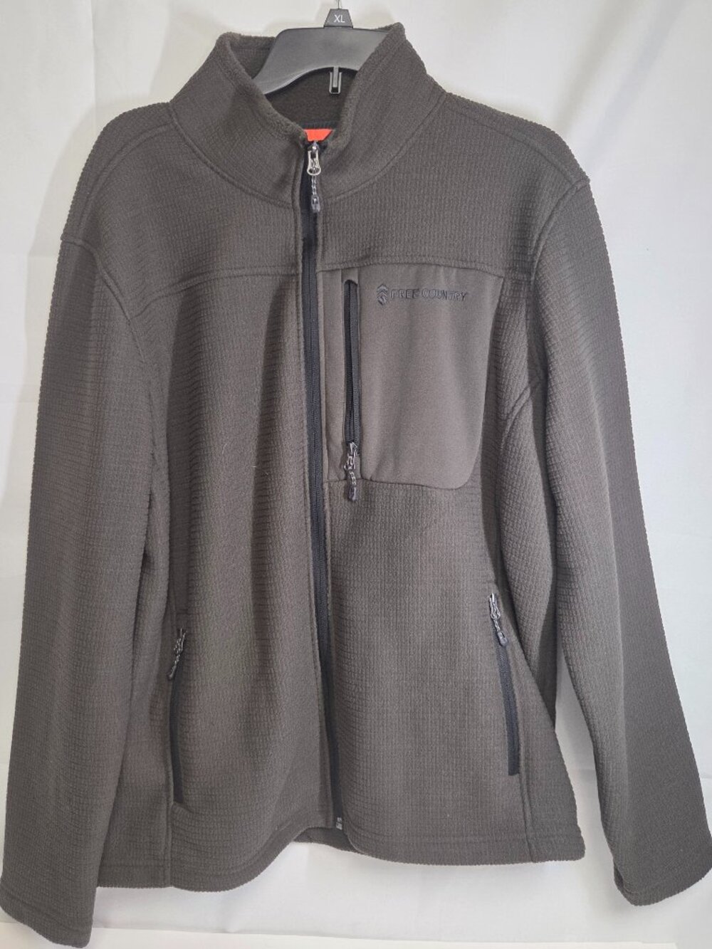 Free Country Men's Green Full Zip Jacket w/ Pockets Stand-Up Collar LARGE L